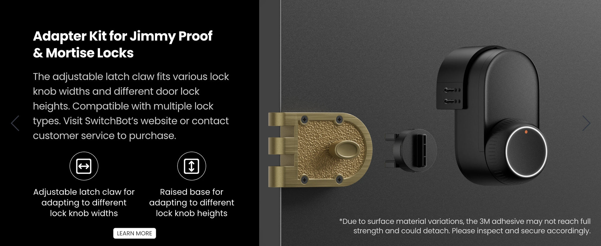 Smart lock adapter kit for jimmy proof and mortise locks - adjustable latch claw fits various lock knob widths and door heights - universal compatibility solution