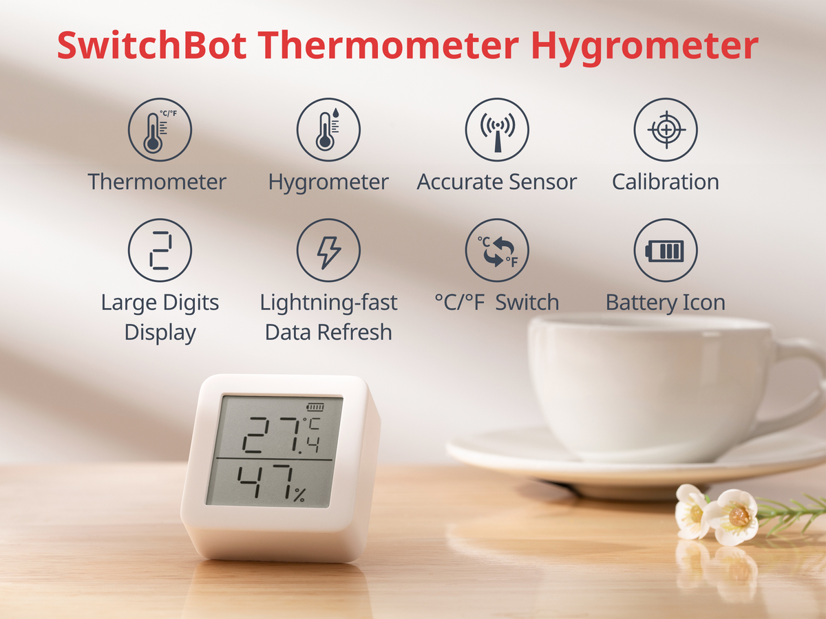 SwitchBot – Thermomètre hygromètre WiFi, lot de 3 avec Hub Mini