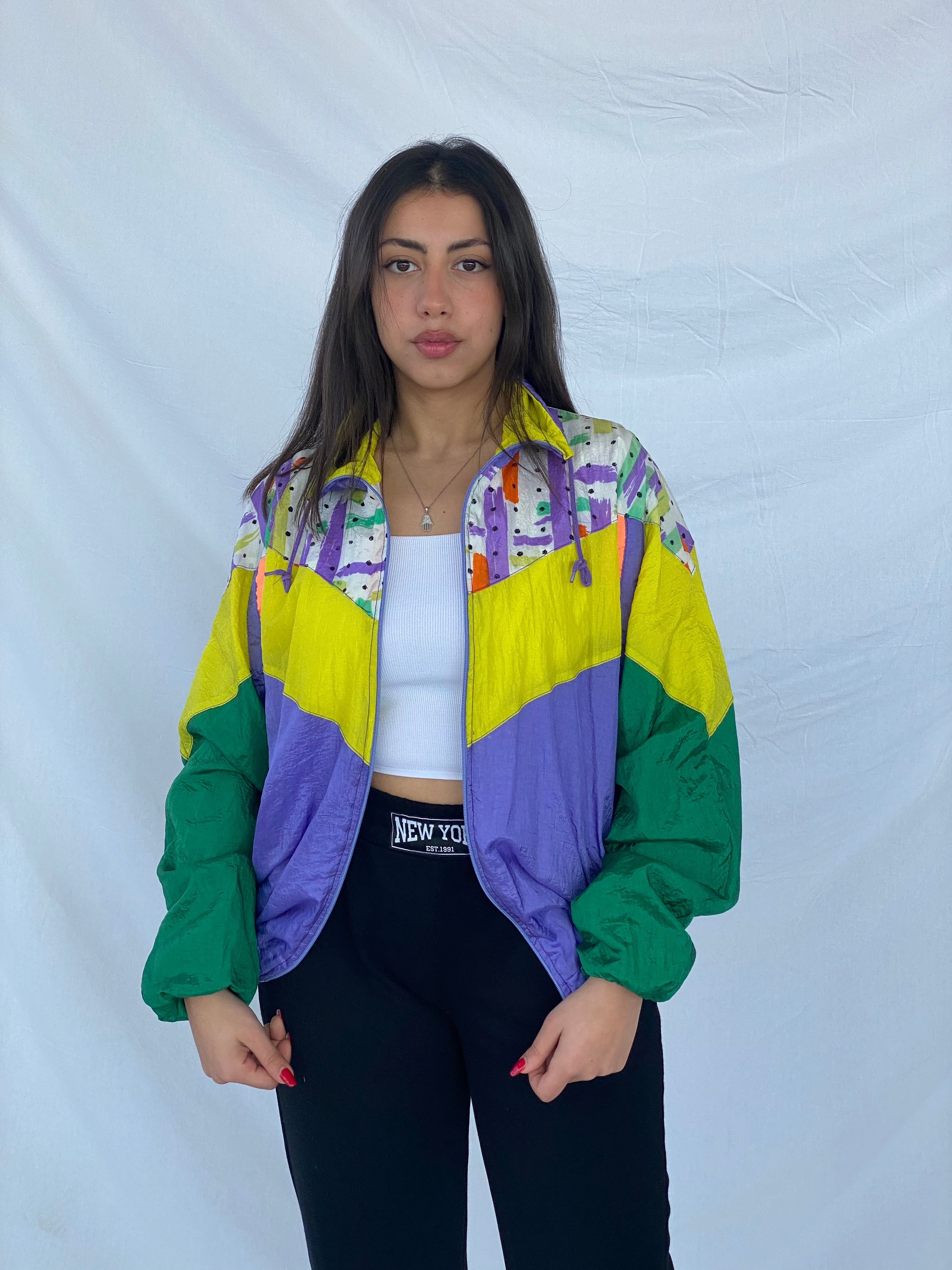 Vintage Fila Alternating Panels Crop Windbreaker Jacket