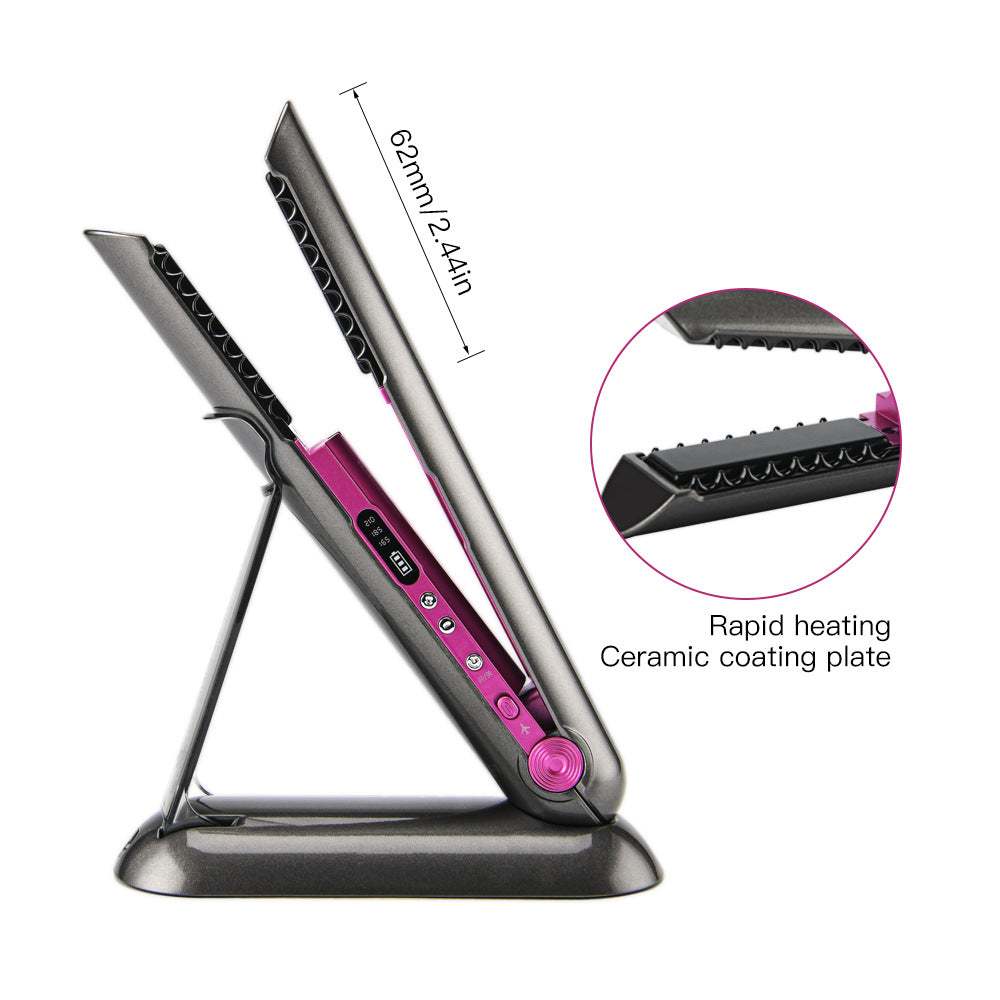 Professional Hair Straightener Ceramic Flat Iron 2 In 1 Cordless Hair Straightener And Curler Rechar