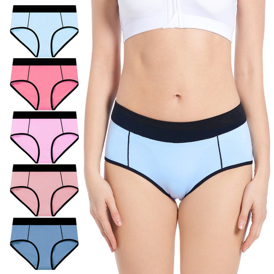 Molasus 5pcs Women's Cotton Panties Seamless Underwear High Waist