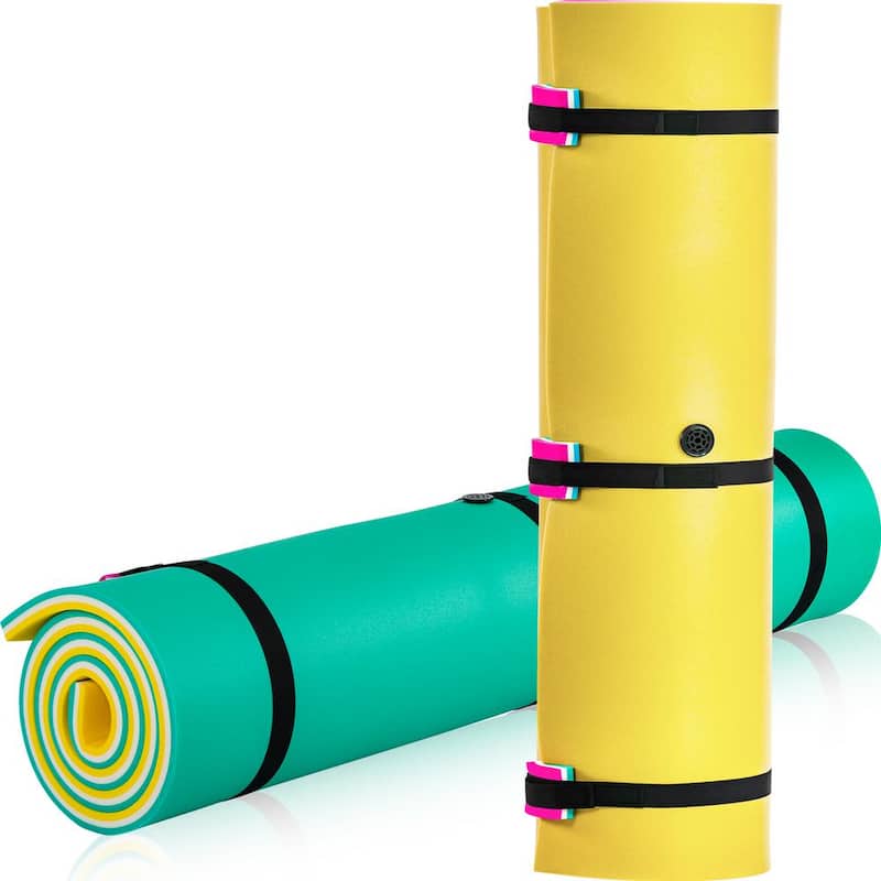 10 ft. x 6 ft. Yellow Floating Water Mat Foam Pad Lake Floats Lily Pad with Storage Straps Outdoor Water Activities