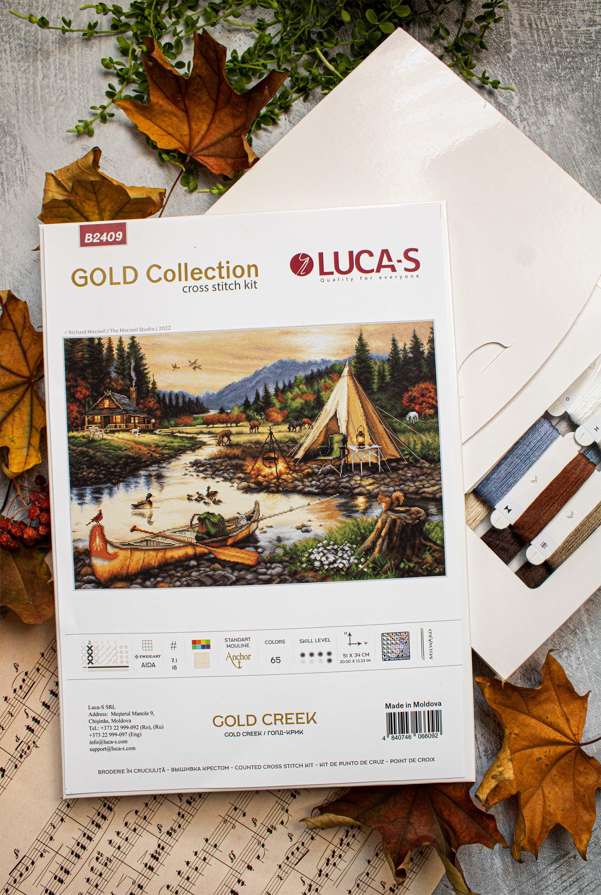 Cross Stitch Kit Luca-S GOLD - Cabin By The Lake, B2410