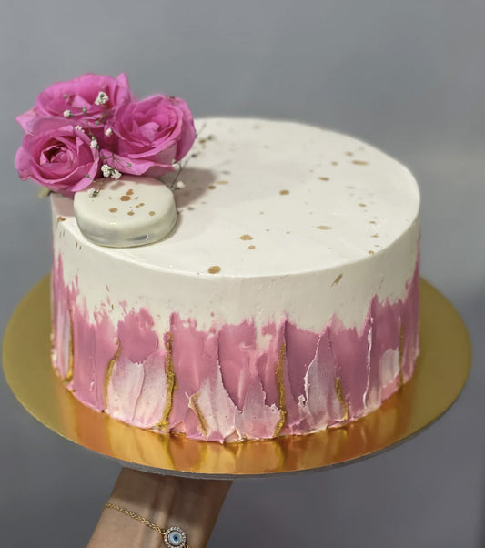 Cake with Cream Roses and Sugar Pearls. Stock Image - Image of luxury,  decorated: 72365285