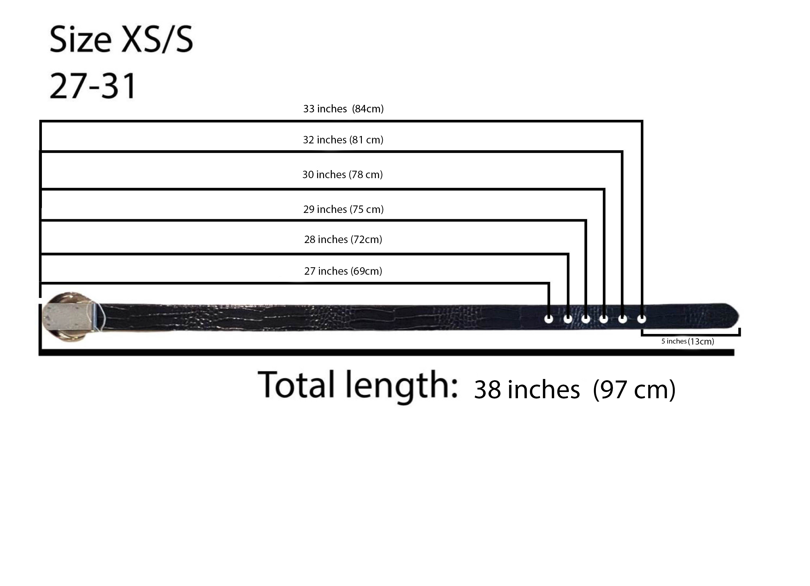 Chthonic belt sizing chart XS/S