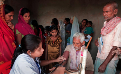 Doctor checking people in the rural area