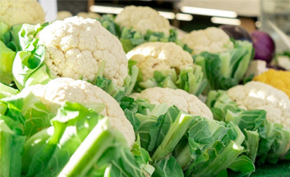 Organic cauliflowers in the market