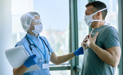 A doctor checking a patient with a respiratory issue or Asthma