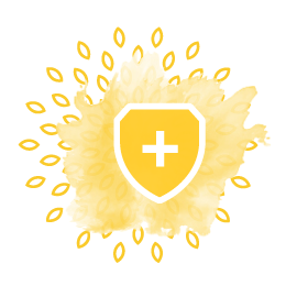 Immunity & health shield vector in yellow colour with pattern