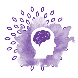 Brain & mental health vector in purple colour with pattern