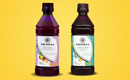 Preserva Wellness Diagemax Juice and Celiacgold Juice in yellow background
