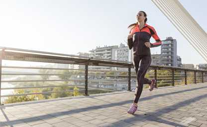 A woman running or having a morning jog