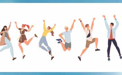  A vector of a group of people jumping and happy