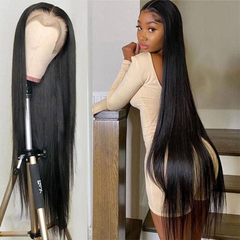 Straight 13x4 Transparent Lace Wigs Remy Human Hair Pre Plucked Lace Front  Wig Natural Hairline – worldnewhair