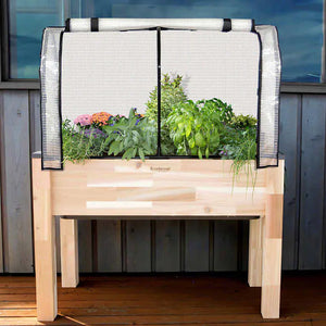 Self-Watering Elevated Cedar Planter with Greenhouse and Bug Cover - RJP Unlimited