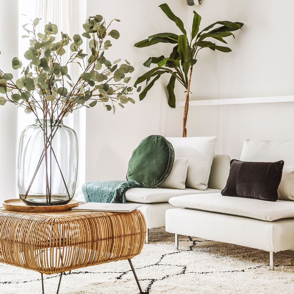 living room with colorful accents