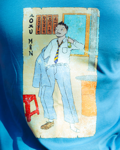 Blue T-shirt Traditional Soju Man Designs Minhwa Style