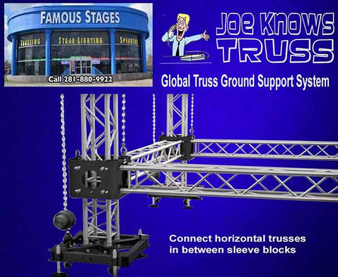 Connect the horizontal Global Truss Square Box Trusses in between the Global Truss Sleve Blocks