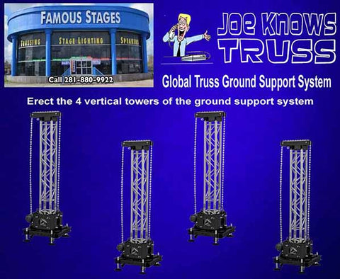 Erect the vertical trusses of each ground support system tower set