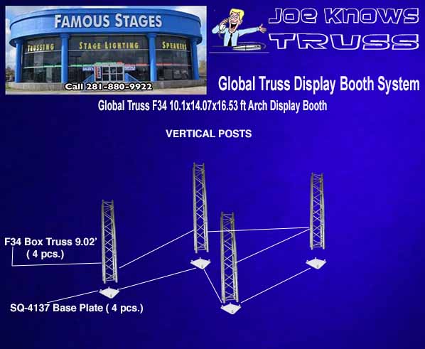 Global Truss F34 10.1’ x 14.07’ x 16.53’ Arch Display Booth vertical posts
