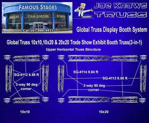 Global Truss 10x10, 10x20, & 20x20 Modular Trade Show Exhibit Booth (3 in 1) top Horizontal Truss 10x20 & 10x10