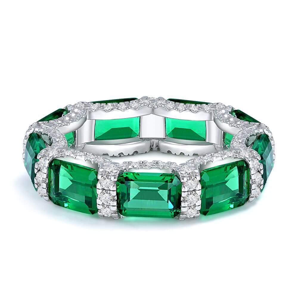 1 Carat Manufactured Emerald Band Ring
