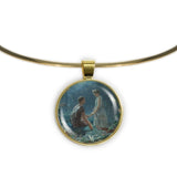 A Midsummer Night's Dream Hermia & Lysander Simmons Art Painting 1" Pendant Necklace in Gold Tone