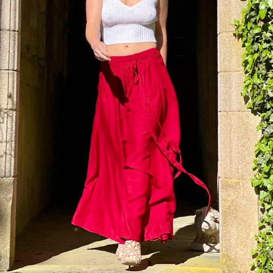 Buy Red Flowy Pants - Butterfly Goddess - 50% Off – Camaroha Sutra