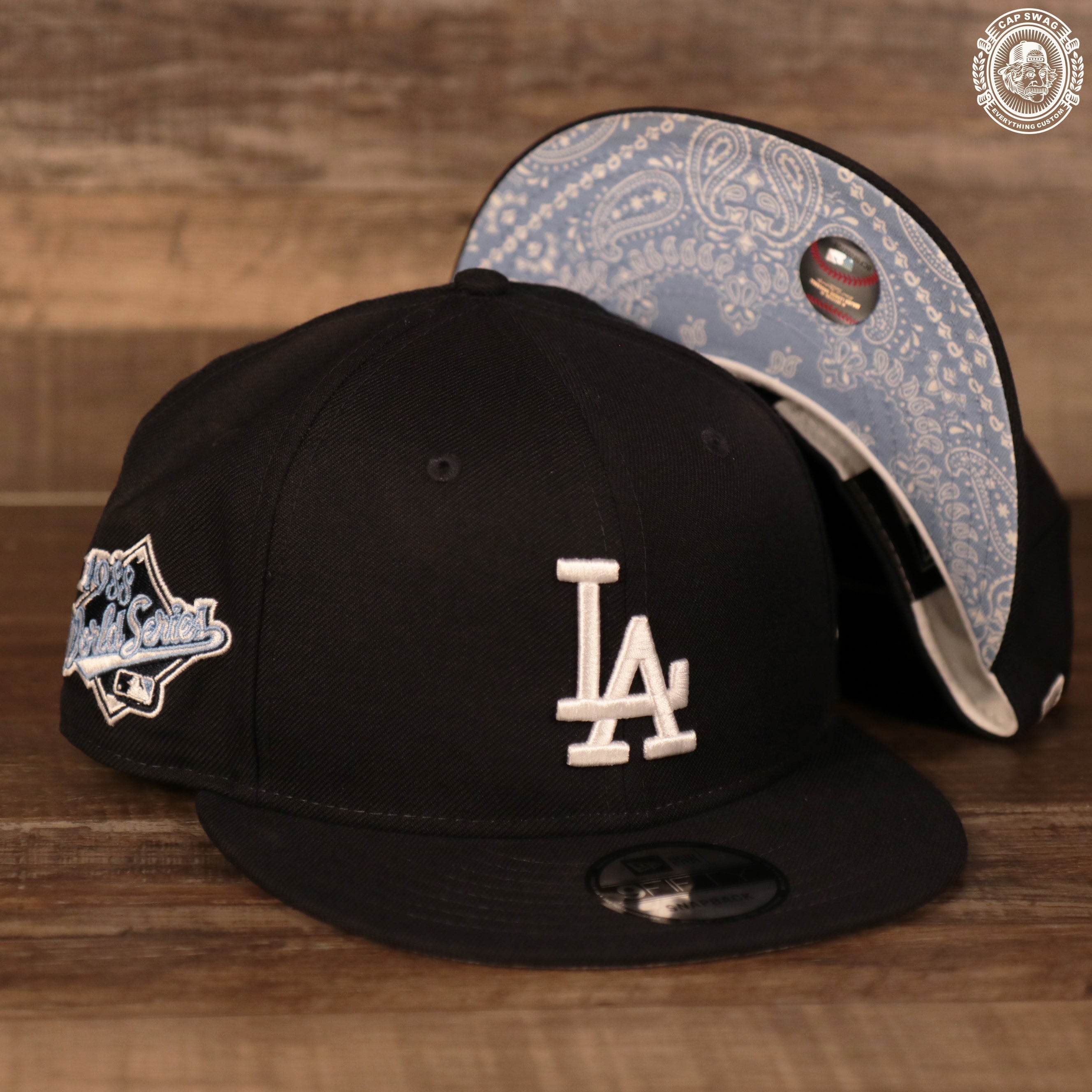 fitted hats with blue brim