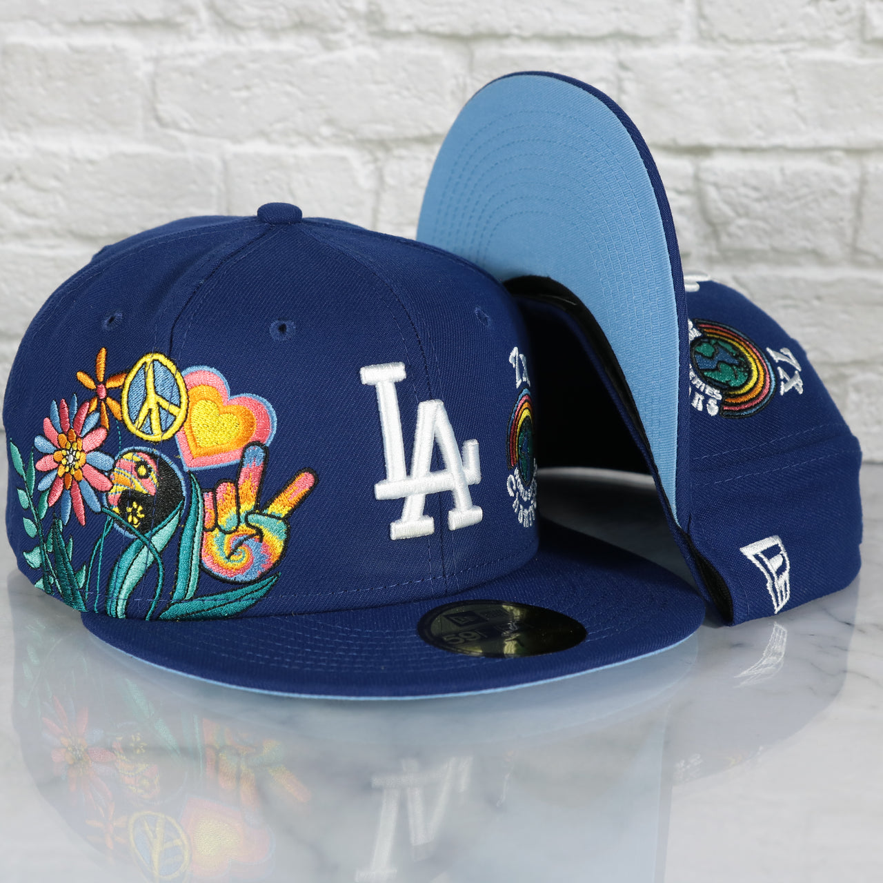 Los Angeles Dodgers Groovy World Series Champions Patch 59Fifty Fitted Cap | New Era Groovy Side Patch 5950