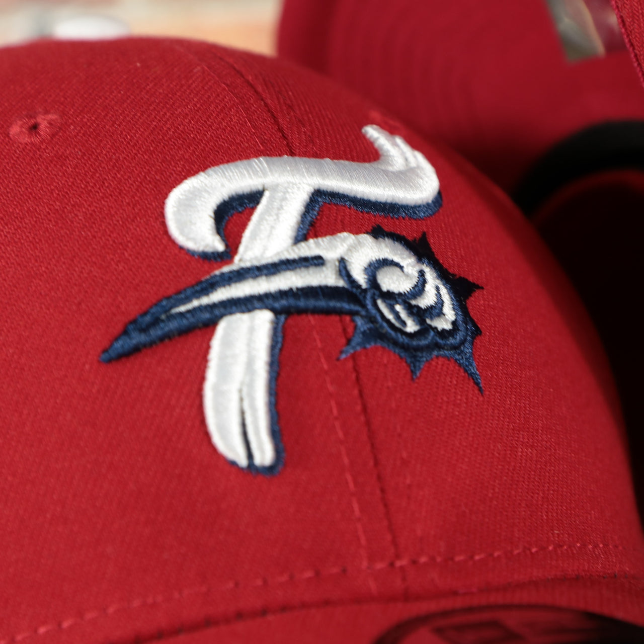 fightin phils logo on the Reading Fightin Phils "Fightins" script MiLB Red bottom | Red 39Thirty Flexfit Hat