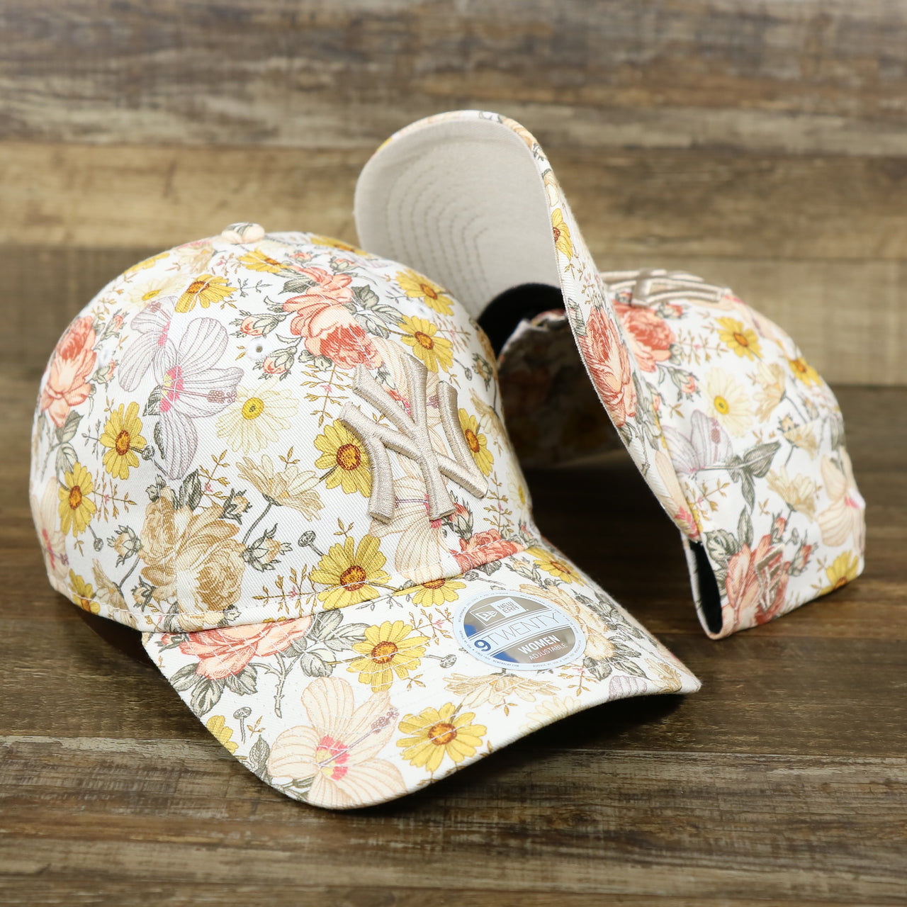 New York Yankees All Over Sunflower Rose Floral Fall Flower Bloom Print Ladies' Ball Cap