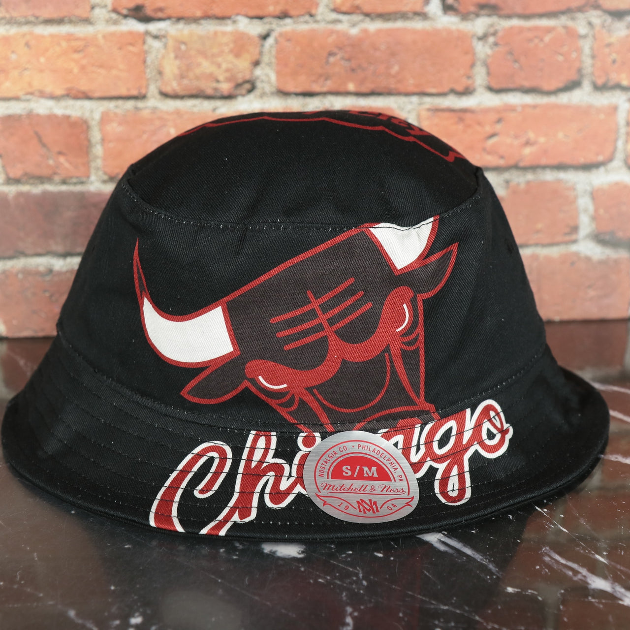 Chicago Bulls All Over Vintage Logo Cut Up Bucket Hat | Black