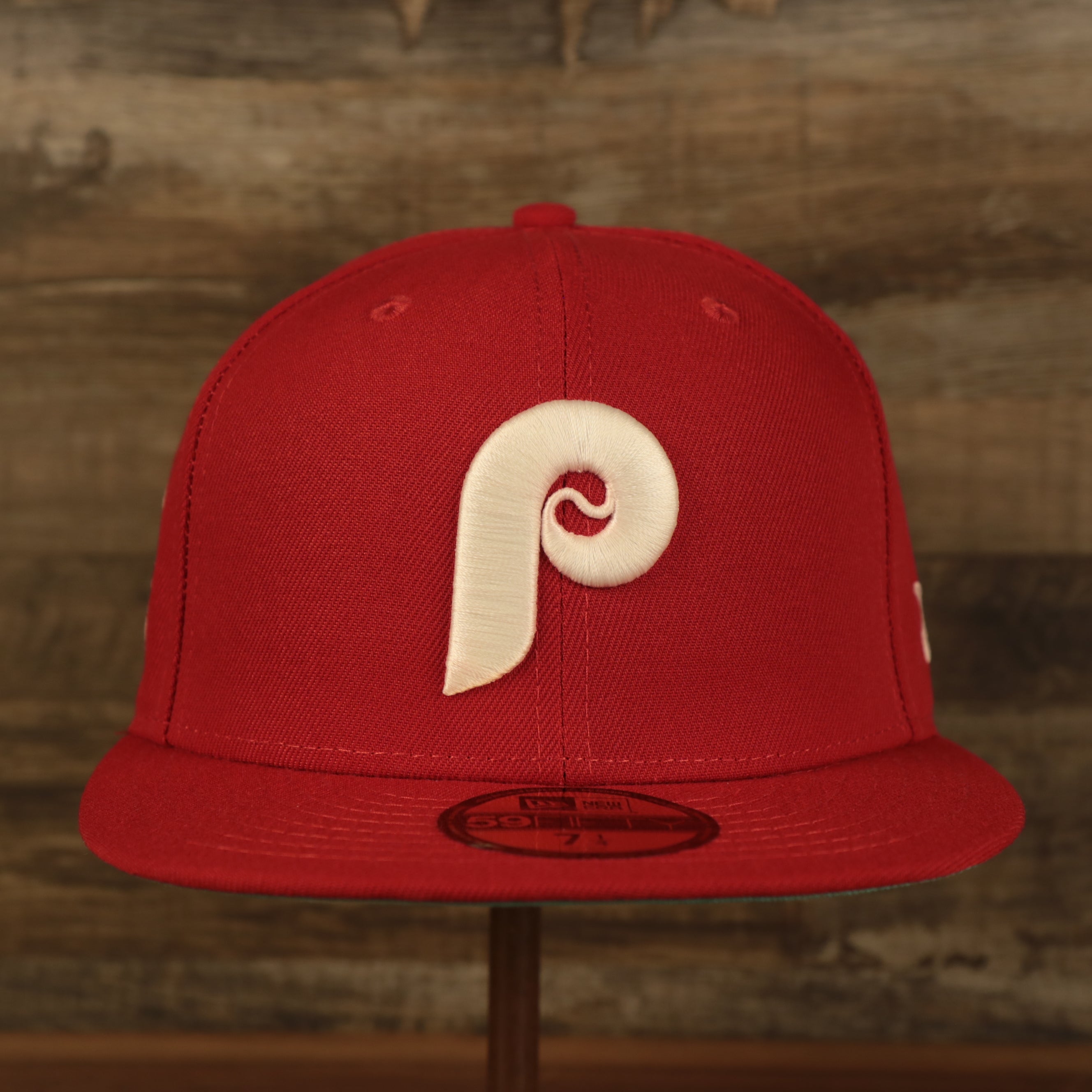 bright crimson fitted hat