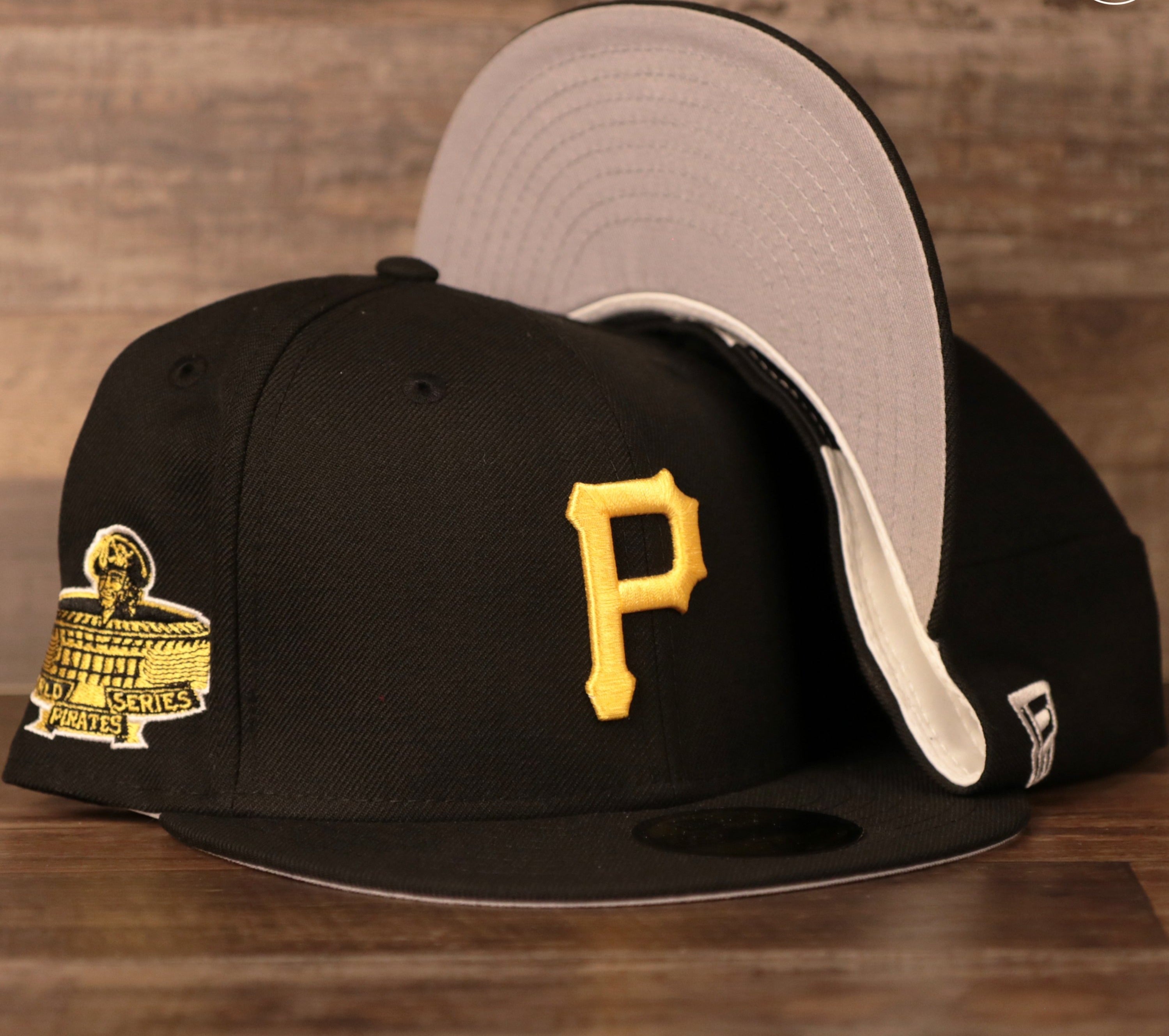 pirates fitted hat grey brim