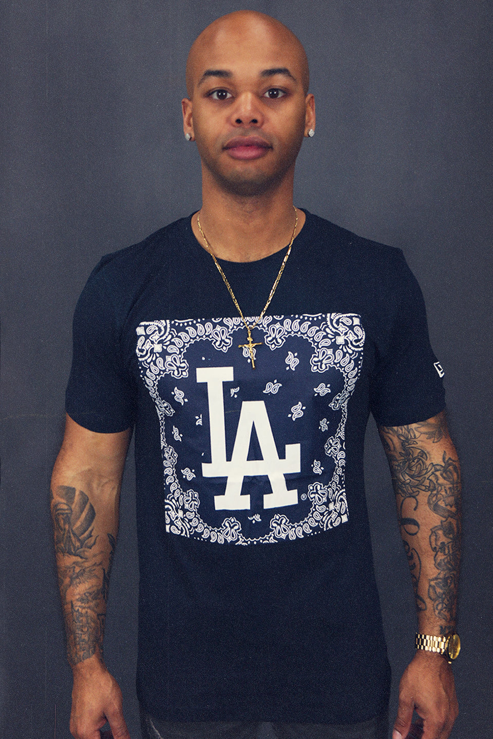 NEW ERA | LOS ANGELES DODGERS | PAISLEY BANDANA PRINT | T-SHIRT | NAVY |