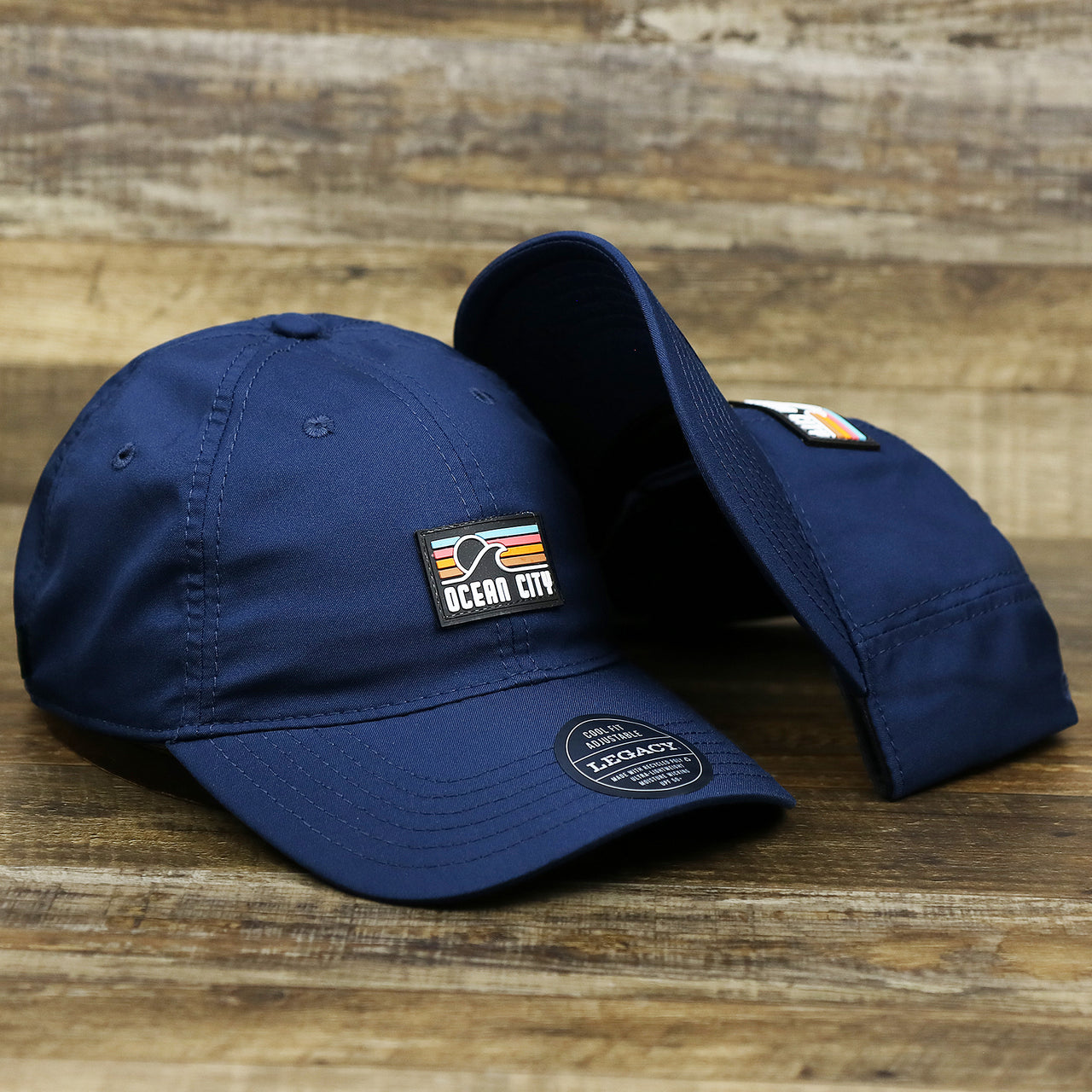 The New Jersey High Point PVC Ocean City Rubber Patch Cool Fit Adjustable Dad Hat | Navy Blue Dad Hat