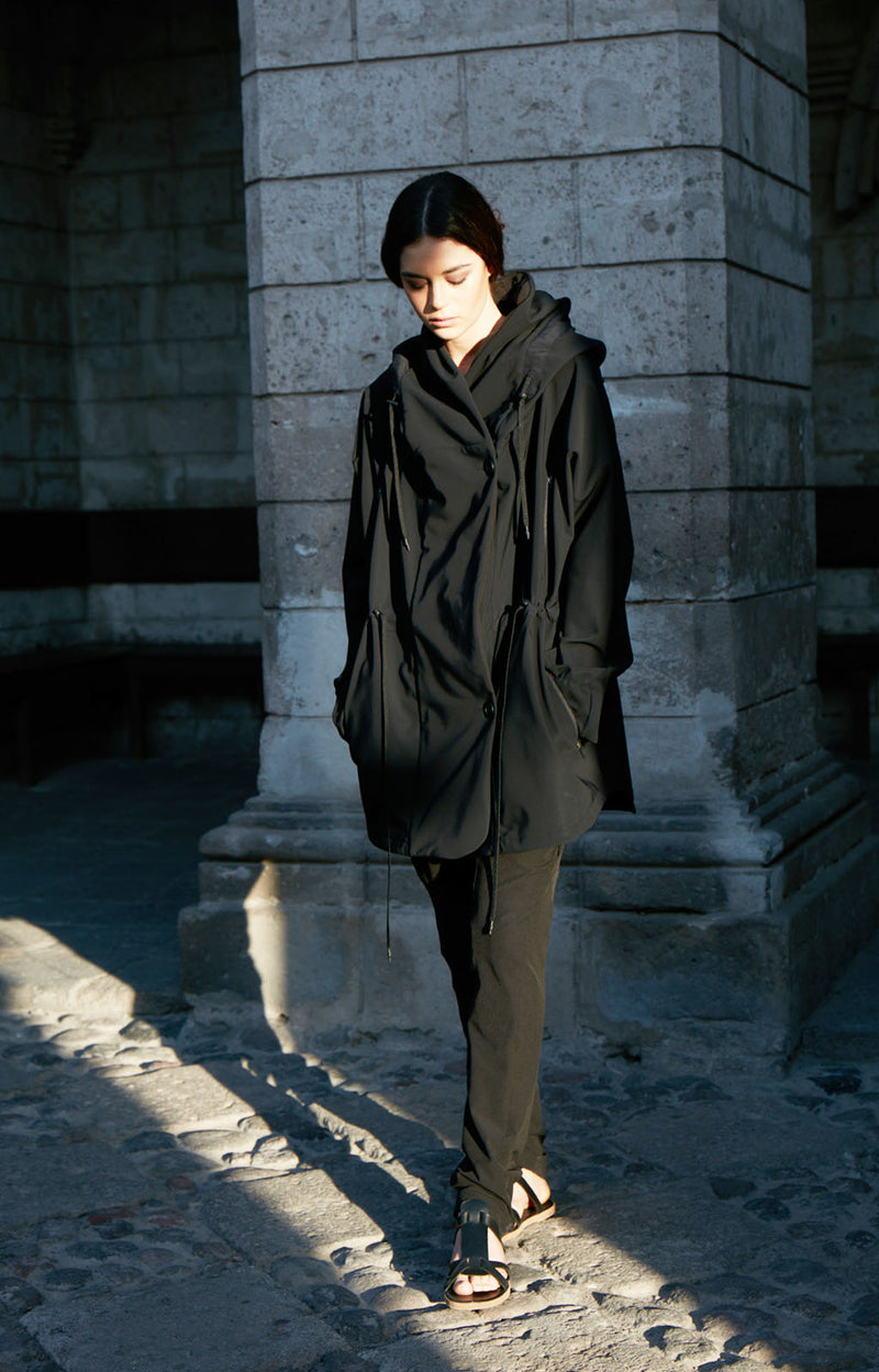 Euphoric - Cozy Hooded Cocoon Jacket in Black - Paskho