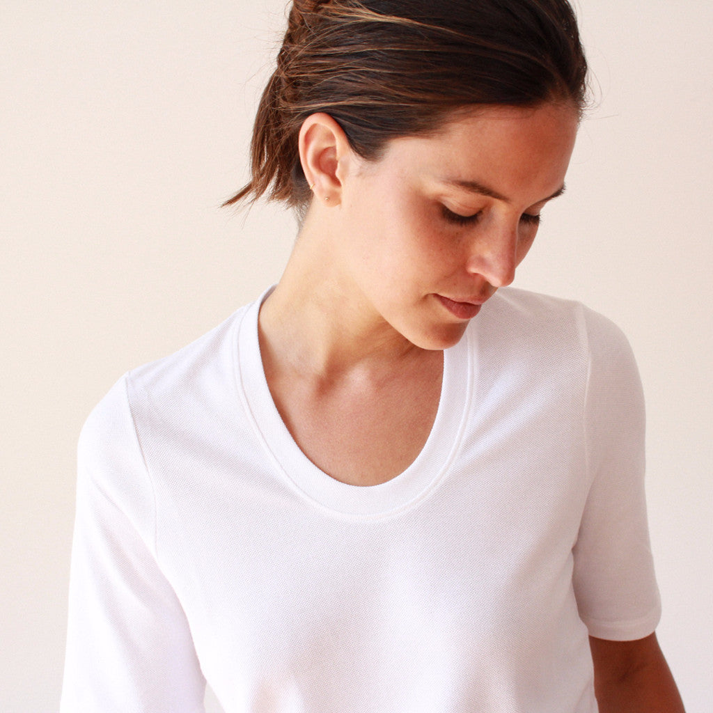 Dignity - Pique Scoop-Neck Tee in White