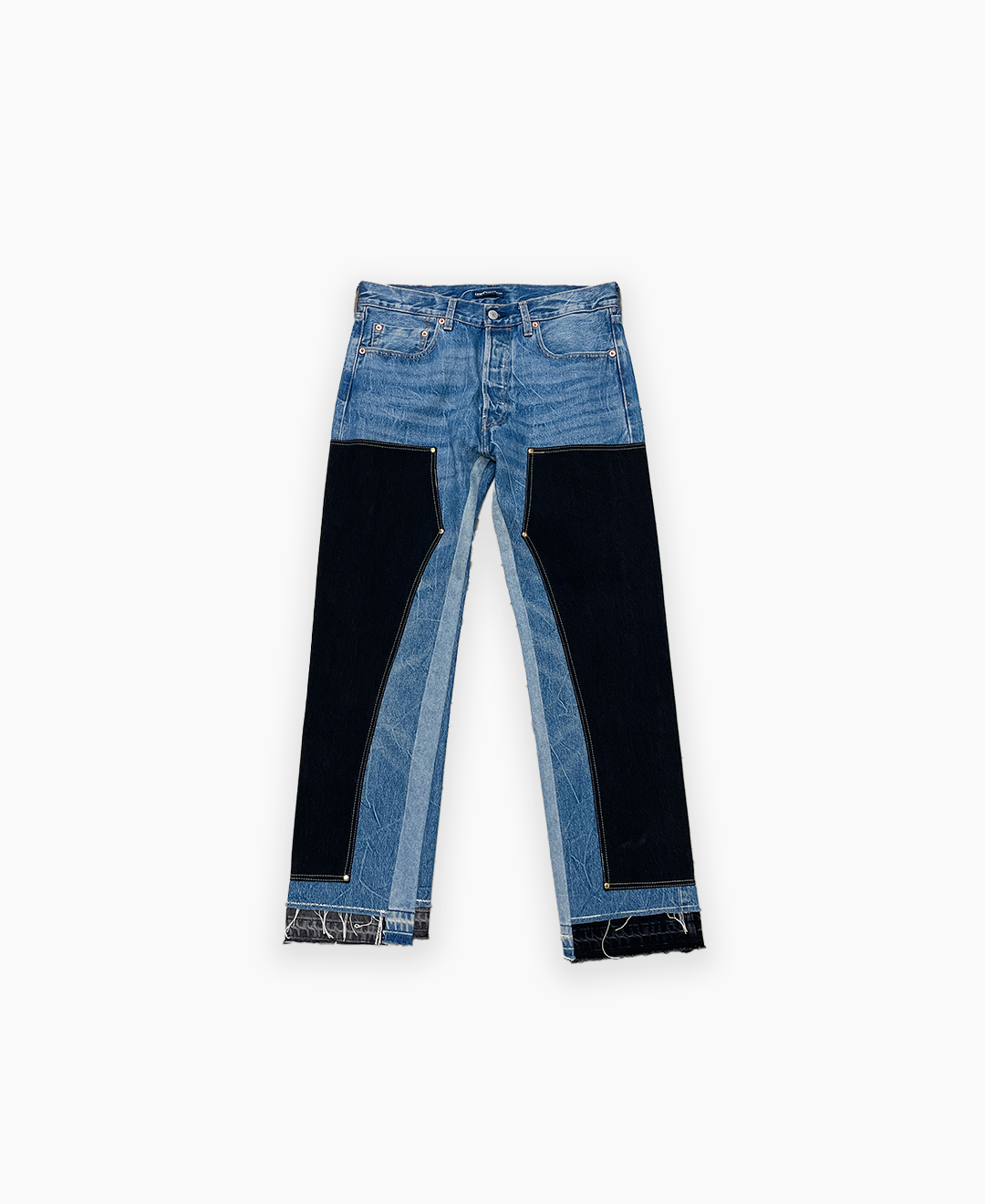 Se DOUBLE KNEE DENIM (LIGHT BLUE WASH, DARK BLACK PATCHES) hos Studio Stars