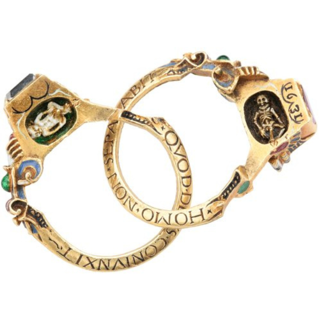 Renaissance Gimmel ring showing memento mori - Juraster