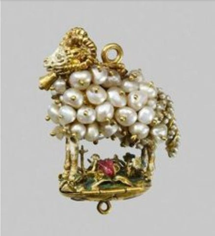 Pendant jewel ram covered in pearls - Juraster
