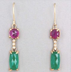 Jennifer Dawes emerald & rubellite earrings