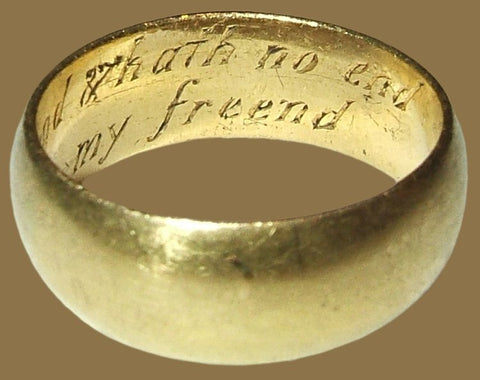 Posy Ring "[...] So is my loue unto my freend" England, c. 1590-1600 - Juraster