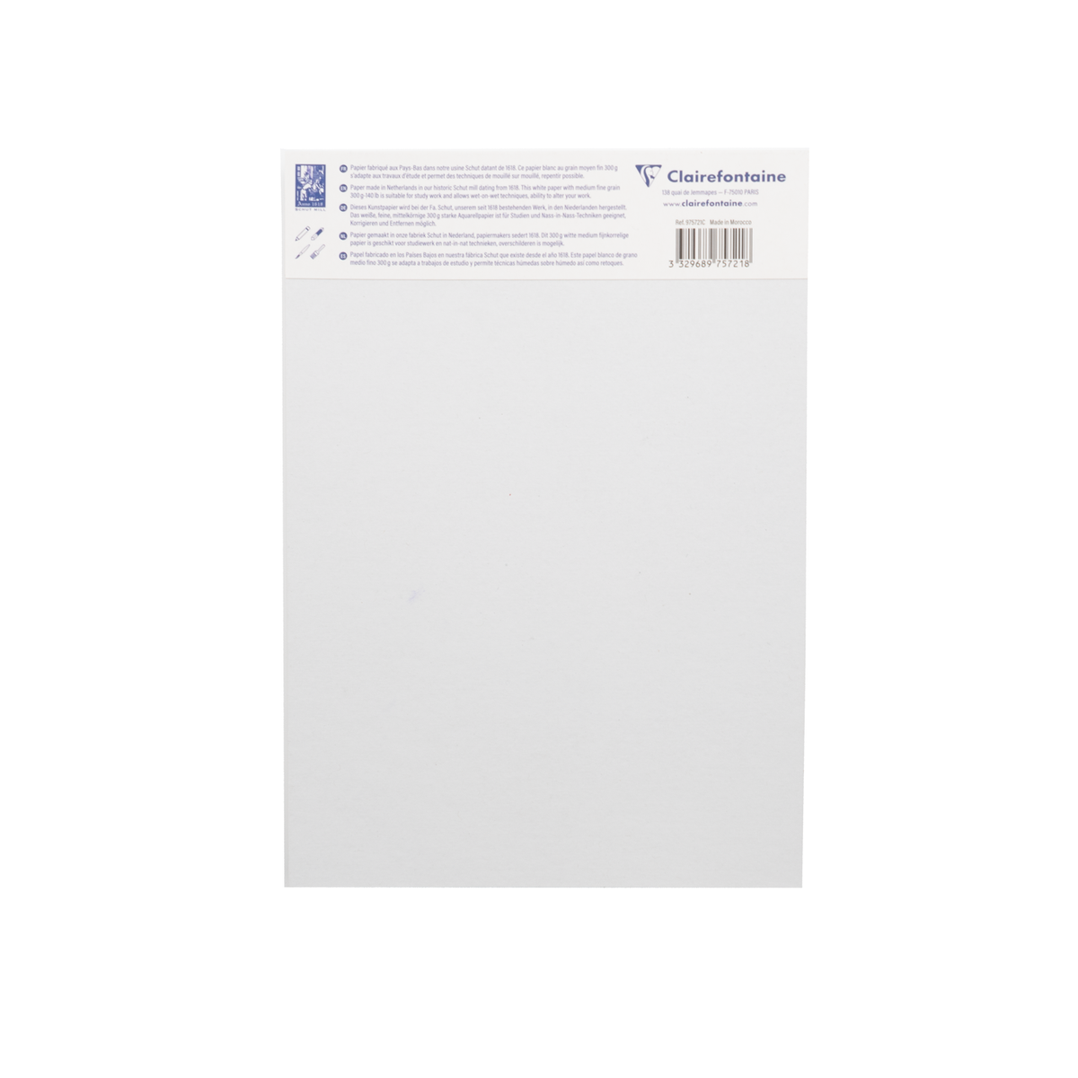 Clairefontaine Fontaine Cold Pressed Watercolour Pad, Wirebound, 300 G, 12 x 18 cm, 12 Sheets
