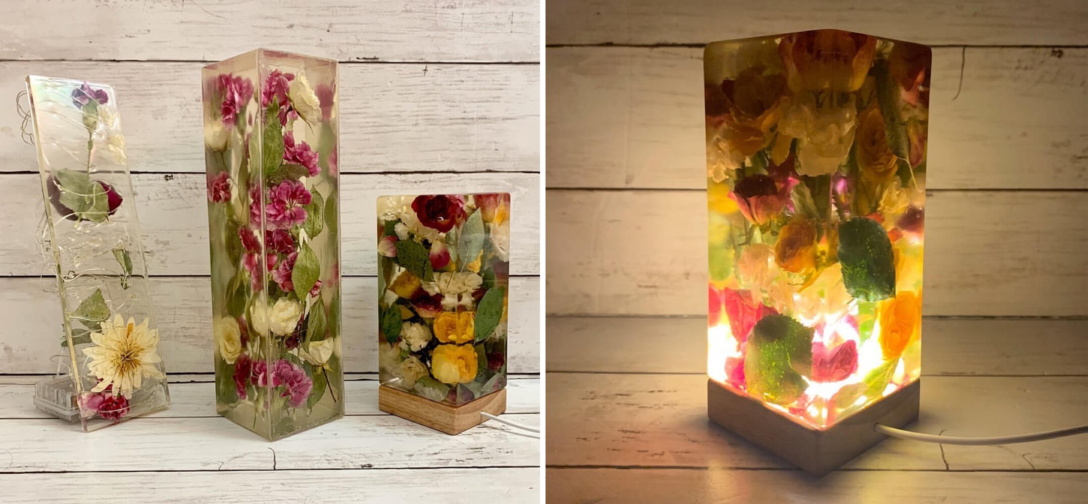 A resin lamp Ella Huang created after the one that inspired her to start using it