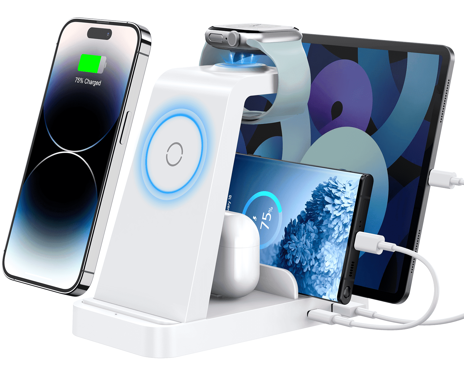 Wireless Charger for iPhone: Charging Station for Apple - Fast Charging Dock for iPhone 15/14/13/12 X Pro Max/Tablets/iPad/Airpods, Wireless Watch Charger for iWatch Ultra (Black)