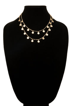 Golden Disc Double Strand Necklace - TL10