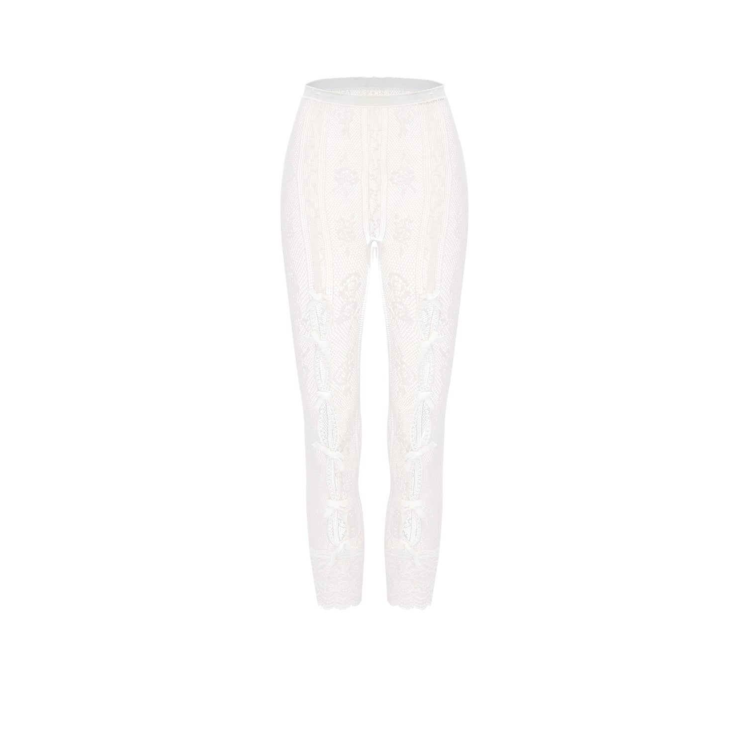 White lace cropped leggings
