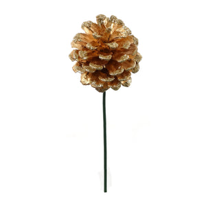 2.5" Gold Glitter Pine Cone Pick, Sparkling Christmas Decoration for Wreaths, Garlands, and Holiday Arrangements - christmasdecorations - Pine Picks
